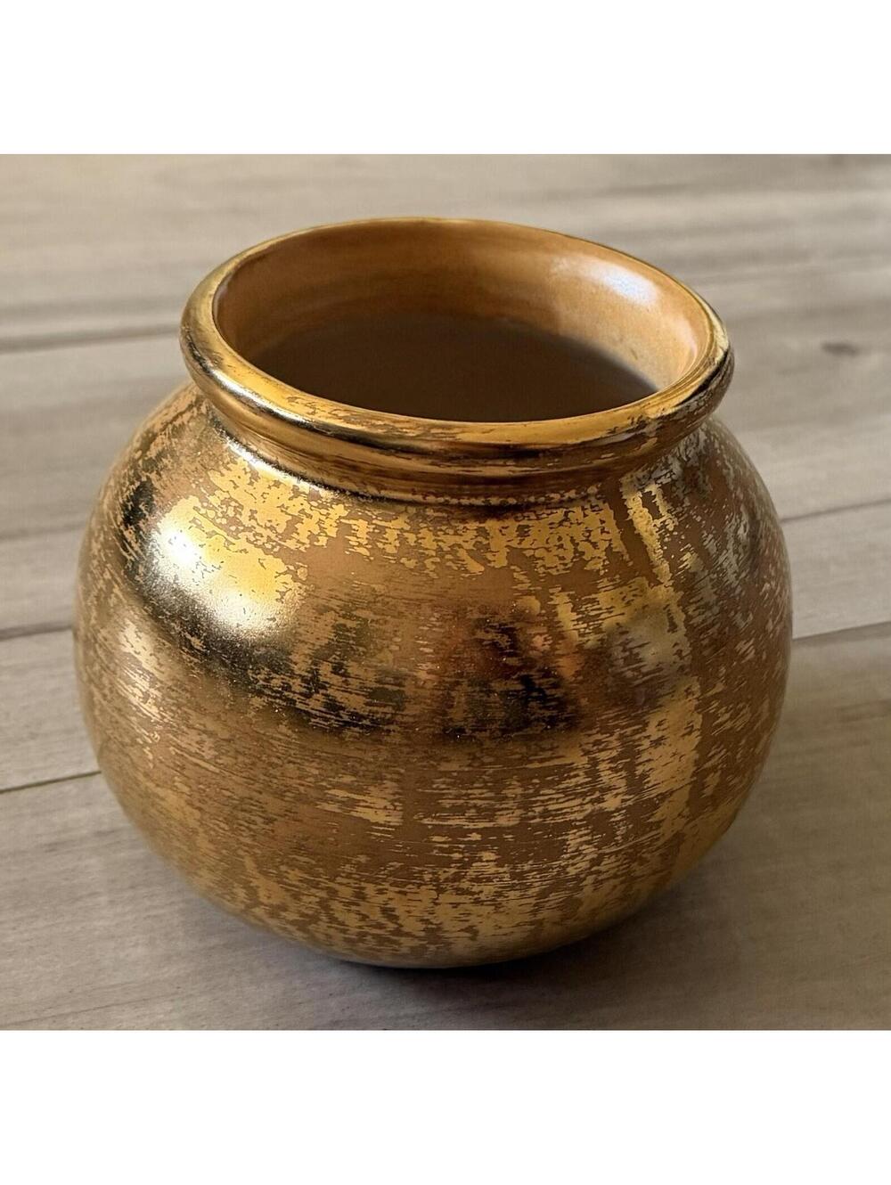 Stangl Pottery Granada Gold #3689 Short Vase NJ USA Vintage